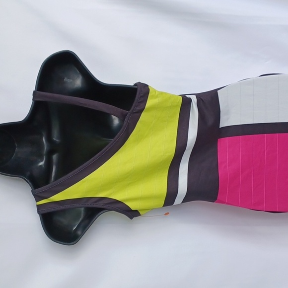 Shein One Shoulder Color block Bodycon dress, S (4), Neon - Picture 4 of 8